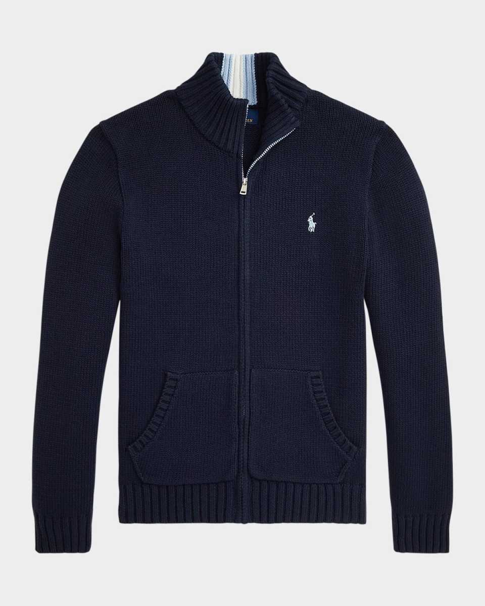 Boy's Combed Cotton Chunky-Knit Sweater, Size S-XL